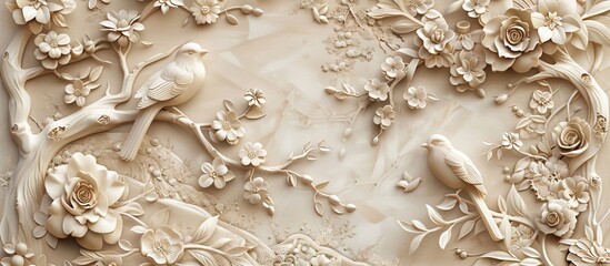 Beautiful animal 3d relief wallpaper. Mural wallpaper. Wall art. AI generated illustration