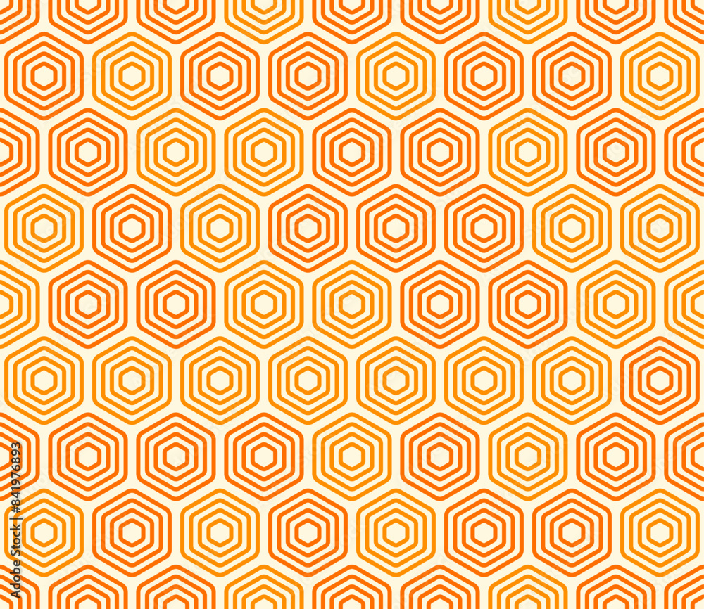 Aufkleber abstract pattern of geometric shapes. bold stacked rounded hexagons mosaic cells. orange color tones