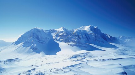 Mountains covered in snow under a clear blue sky