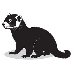Ferret silhouettes and icons. black flat color simple elegant white background Ferret animal vector and illustration.