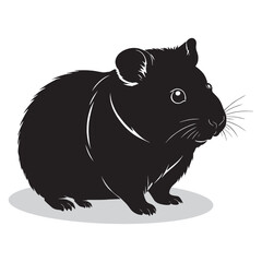 Hamster silhouettes and icons. black flat color simple elegant white background Hamster animal vector and illustration.