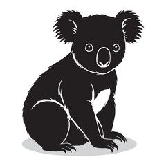 Koala silhouettes and icons. black flat color simple elegant white background Koala animal vector and illustration.