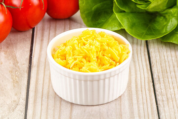 Shredded cheese in the bowl