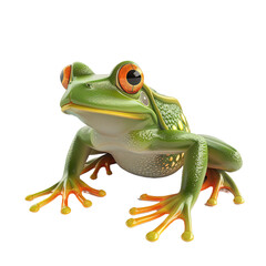 Green frog isolated on white or transparent background