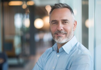 Obraz premium A portrait of a middle-aged man in an office 