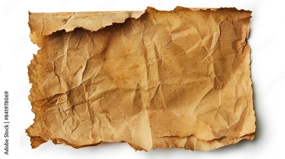 Poster aged paper isolated on a white background with clipping path