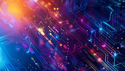 Obraz premium Sfondo astratto tecnologico futuristico con circuiti luminosi. Fonte grafica di risorse.