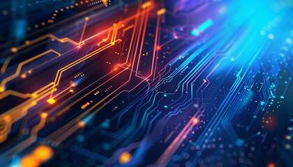 Obraz premium Sfondo astratto tecnologico futuristico con circuiti luminosi. Fonte grafica di risorse.