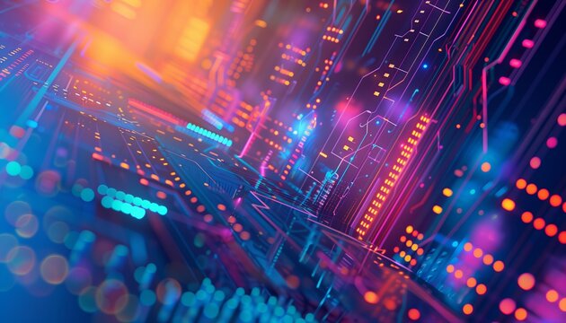 Sfondo astratto tecnologico futuristico con circuiti luminosi. Fonte grafica di risorse.