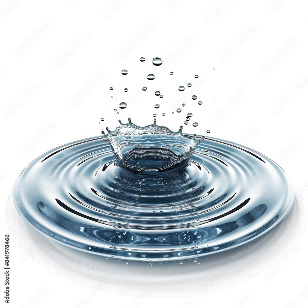 Poster a captivating close-up of a water droplet creating ripples in a clear and calm surface, showcasing n