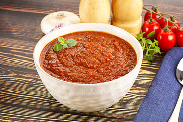 Spanish traditional gazpacho tomato soup