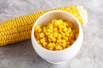 Marinated corn in the bowl