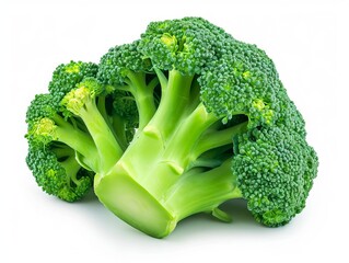 Fresh broccoli florets isolated on white background.