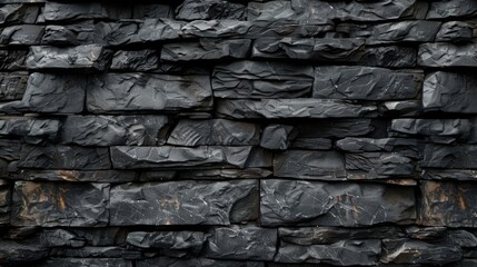 Fototapeta premium Black Stone Wall Texture - Generative AI