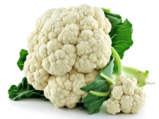Fresh head of cauliflower isolated on white background.