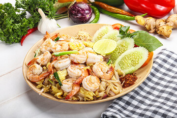 Asian cuisine frien rice with shrimps