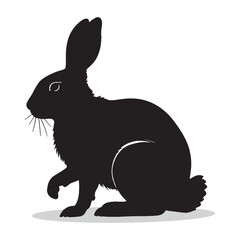 Rabbit silhouettes and icons. black flat color simple elegant white background Rabbit animal vector and illustration.