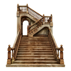 Wooden Stairs isolated on white or transparent background © Nazmus