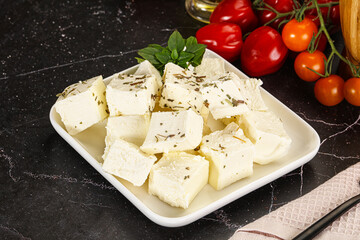 Greek traditional Feta cheese cubes