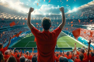 High-resolution image of a football supporter in action.