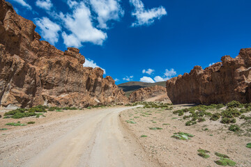 View of some rock formations at Italia Perdida (Lost Italy) in Eduardo Avaroa Andean Fauna National Reserve - Bolivia