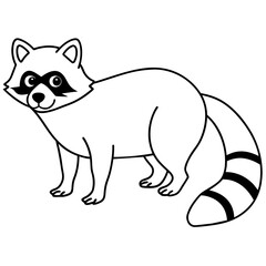 Raccoon vector silhouette on white background 