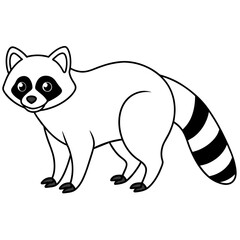 Raccoon vector silhouette on white background 