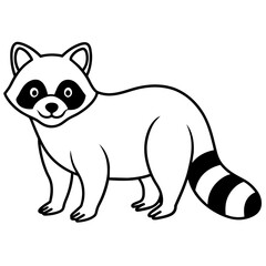 Raccoon vector silhouette on white background 