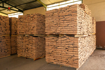 Ready for Transformation: Cork Oak Pallets in Warehouse Waiting for Shipment to Factory.