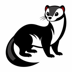 Solid black outline Ferret animal vector silhouette on white background