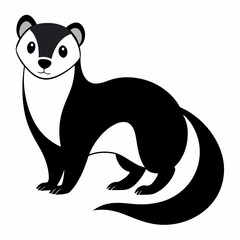 Solid black outline Ferret animal vector silhouette on white background