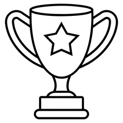 Trophy line art vector silhouette on white background