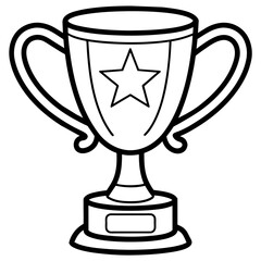 Trophy line art vector silhouette on white background