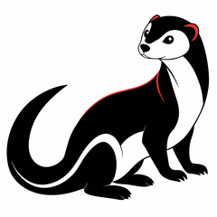 Solid black outline Ferret animal vector silhouette on white background