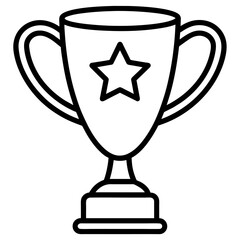 Trophy line art vector silhouette on white background