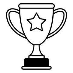 Trophy line art vector silhouette on white background