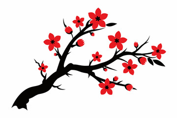 Vintage Cherry Blossom vector illustration on white background 