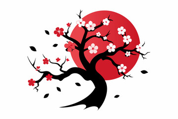 Vintage Cherry Blossom vector illustration on white background 