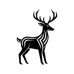 Minimalist deer font face view logo vector illustration on white background