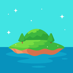 A small island by the sparkling sea vector illustration 