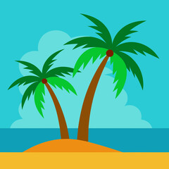 Fototapeta premium Coconut trees by the seaside vector illustration 
