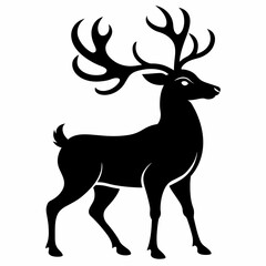 Reindeer vector silhouette on white background 
