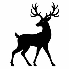 Reindeer vector silhouette on white background 