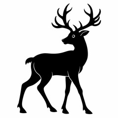 Reindeer vector silhouette on white background 