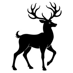 Reindeer vector silhouette on white background 
