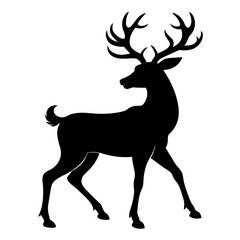 Reindeer vector silhouette on white background 