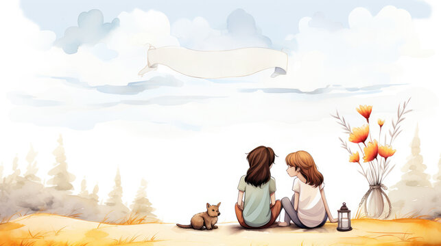 generated illustration of National Best Friends Day Poster.