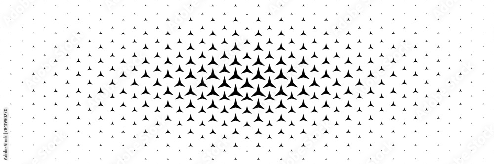 Aufkleber horizontal three sharp corners triangle spreading from center for pattern and background.