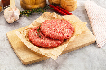 Raw beef minced meat cutlet