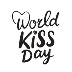 World Kiss Day text banner lettering black. Hand drawn vector art.